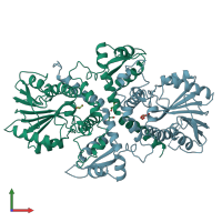 PDB entry 4ems coloured by chain, front view.