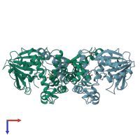 PDB entry 4ems coloured by chain, top view.
