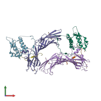 PDB entry 4emz coloured by chain, front view.