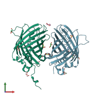 PDB entry 4en1 coloured by chain, front view.