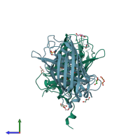 PDB entry 4en1 coloured by chain, side view.