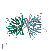 PDB entry 4en1 coloured by chain, top view.