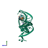 PDB entry 4enb coloured by chain, side view.
