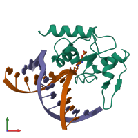 PDB entry 4enj coloured by chain, front view.