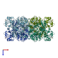 PDB entry 4enq coloured by chain, top view.