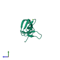 PDB entry 4eo1 coloured by chain, side view.