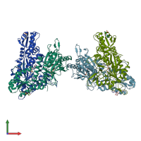 PDB entry 4eo4 coloured by chain, front view.