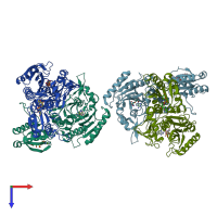 PDB entry 4eo4 coloured by chain, top view.
