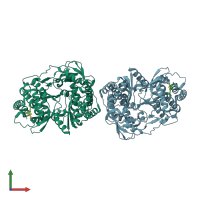 PDB entry 4eo8 coloured by chain, front view.
