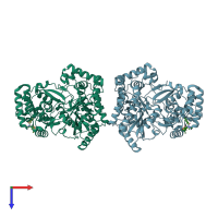 PDB entry 4eo8 coloured by chain, top view.