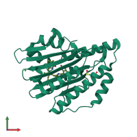 PDB entry 4eoc coloured by chain, front view.
