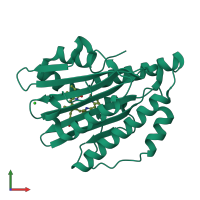 PDB entry 4eod coloured by chain, front view.