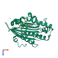 PDB entry 4eod coloured by chain, top view.