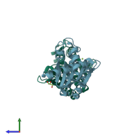 PDB entry 4ep4 coloured by chain, side view.