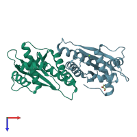 PDB entry 4ep4 coloured by chain, top view.