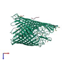 PDB entry 4epa coloured by chain, top view.