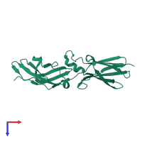 PDB entry 4eq2 coloured by chain, top view.