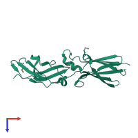 PDB entry 4eq3 coloured by chain, top view.