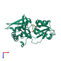 PDB entry 4eq9 coloured by chain, top view.