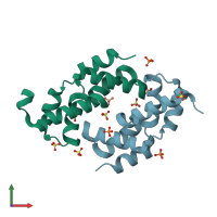 PDB entry 4eqq coloured by chain, front view.
