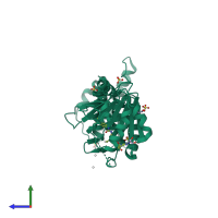 PDB entry 4er3 coloured by chain, side view.