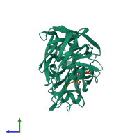 PDB entry 4er4 coloured by chain, side view.