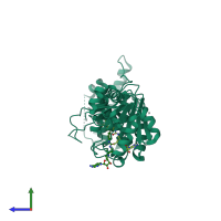 PDB entry 4er5 coloured by chain, side view.