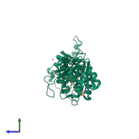 PDB entry 4er6 coloured by chain, side view.