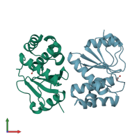 PDB entry 4erc coloured by chain, front view.