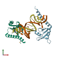 PDB entry 4erd coloured by chain, front view.