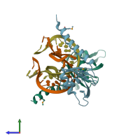 PDB entry 4erd coloured by chain, side view.