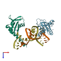 PDB entry 4erd coloured by chain, top view.