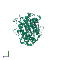 PDB entry 4erk coloured by chain, side view.