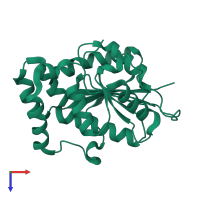 PDB entry 4ern coloured by chain, top view.