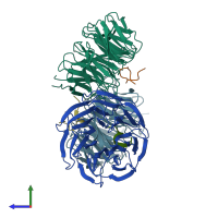 PDB entry 4erq coloured by chain, side view.