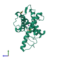 PDB entry 4ert coloured by chain, side view.