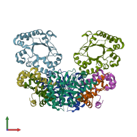 PDB entry 4es4 coloured by chain, front view.