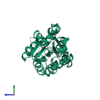 PDB entry 4es6 coloured by chain, side view.