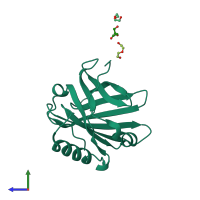 PDB entry 4es7 coloured by chain, side view.