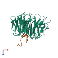 Hetero dimeric assembly 1 of PDB entry 4esg coloured by chemically distinct molecules, top view.