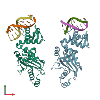 PDB entry 4esj coloured by chain, front view.