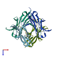 PDB entry 4esk coloured by chain, top view.