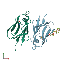 PDB entry 4esn coloured by chain, front view.