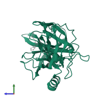 Chymotrypsin-like elastase family member 1 in PDB entry 4est, assembly 1, side view.