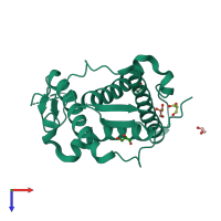 PDB entry 4esu coloured by chain, top view.