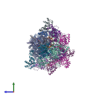 PDB entry 4esv coloured by chain, side view.