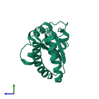 PDB entry 4eti coloured by chain, side view.