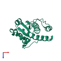 PDB entry 4eti coloured by chain, top view.