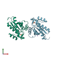 PDB entry 4etm coloured by chain, front view.