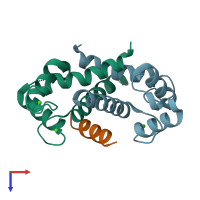 PDB entry 4eto coloured by chain, top view.